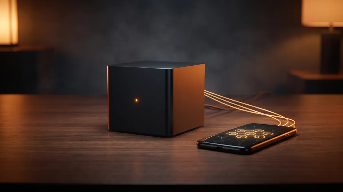 Un nodo de Bitcoin conectado a un teléfono