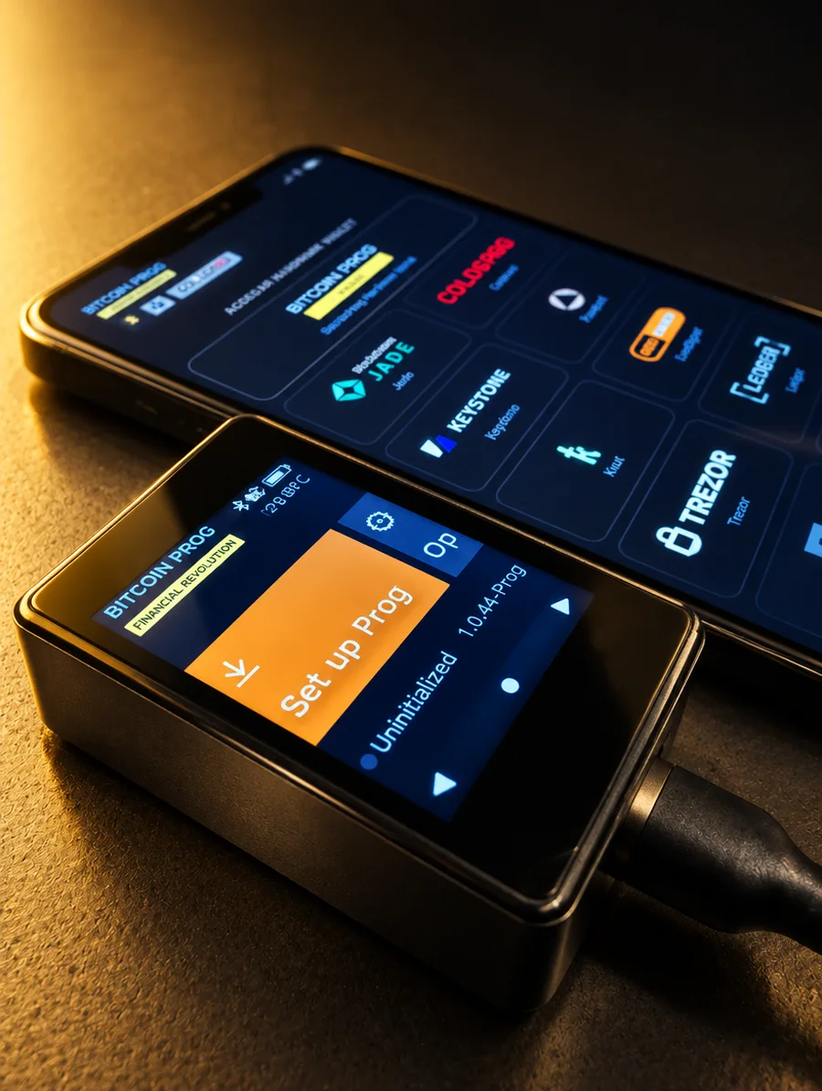 BitcoinProg Wallet de cerca, pantalla de inicio 1.0.44