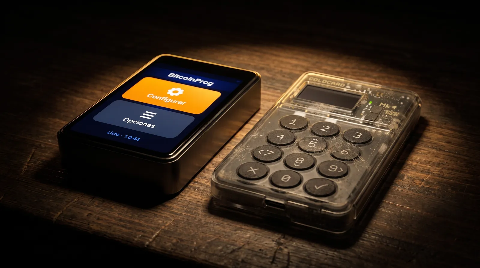 La cartera junto a una Coldcard vieja